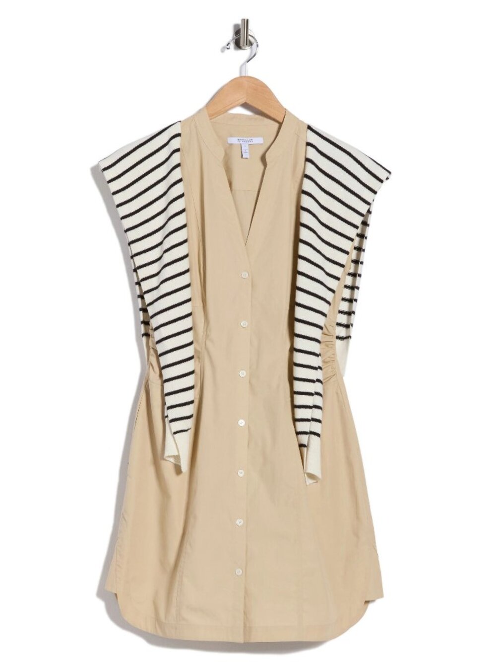 Derek Lam 10 Crosby Lotte Mixed-Media Dress NWT 10 Safari Tan Button-Up Dress Wi